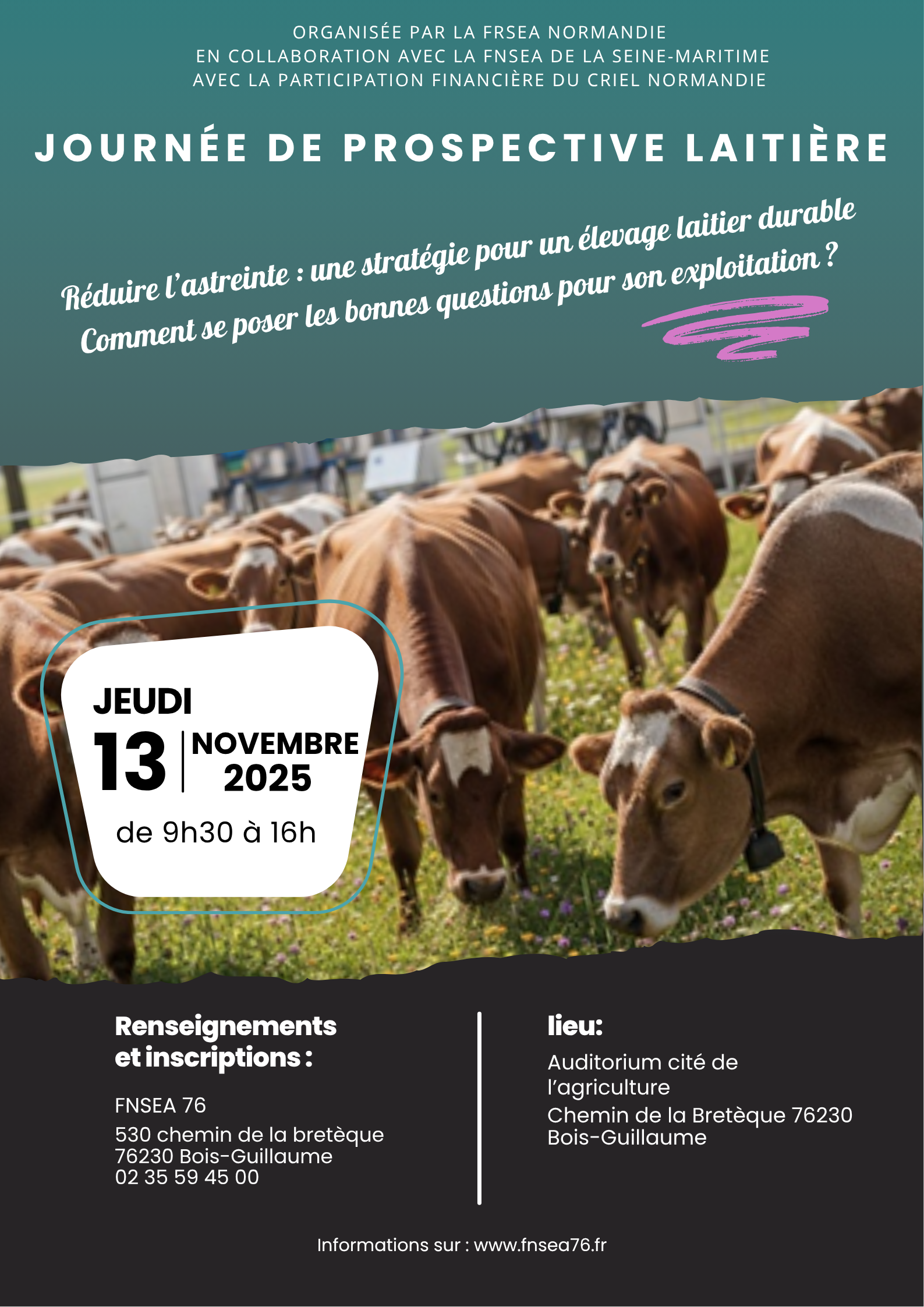 Journée de Prospective Laitière : quelles sont les pistes pour réduire l’astreinte d’un élevage laitier durable – Invitation